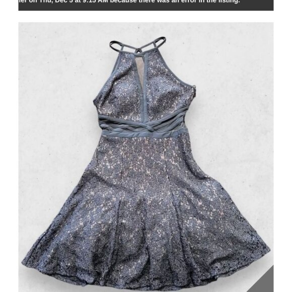 Morgan & Co. Sequin Halter Dress Sheer Insets & Keyhole Back Size 13 - Picture 1 of 14